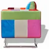 vidaXL Fauteuil cube avec design de patchwork Chrome Tissu