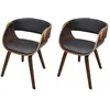 vidaXL Chaises De Salle À Manger 2pcs Marron Bois Courbé Et Similicuir