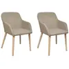 vidaXL Chaises à manger lot de 2 beige tissu et chêne massif