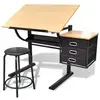vidaXL Table à dessin inclinable à 3 tiroirs avec tabouret