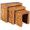 vidaXL Table gigogne 3 pcs Bois massif de manguier