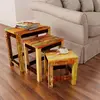 vidaXL Table gigogne 3 pcs vintage Bois de récupération