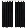 vidaXL 2 pcs Rideau à Passant Micro Satin Noir 140 x 225 cm