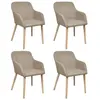 vidaXL 4 pcs Chaises de salle à manger Beige Tissu et chêne massif