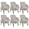 VIDAXL Chêne Massif 6x Chaises de Salle à Manger Beige Tissu Cuisine 270571