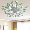 VIDAXL Lampe Plafond Vert et Blanc Bras Crystal pour 5 Ampoules E14 Lustres