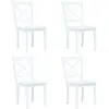 vidaXL Chaises à manger lot de 4 blanc bois d'hévéa massif