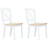 vidaXL Chaises à manger lot de 2 blanc et bois clair bois hévéa massif