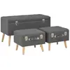 vidaXL Tabourets de rangement 3 pcs Gris foncé Tissu