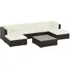 vidaXL Salon de jardin 7 pcs avec coussins Résine tressée Marron