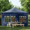 vidaXL Paroi de tente de réception 2 pcs avec fenêtre PE Bleu