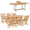 vidaXL Meuble à dîner d'extérieur 7 pcs 150-200x100x75 cm Teck massif
