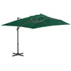 vidaXL Parasol déporté avec mât en aluminium vert 300x300 cm