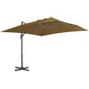 vidaXL Parasol déporté avec mât en aluminium 300x300 cm taupe