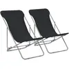 vidaXL Chaises de plage pliables 2 pcs Acier et tissu oxford Noir