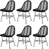 vidaXL Chaises à manger lot de 6 noir rotin naturel