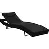 vidaXL Chaise longue avec oreiller Résine tressée Noir