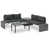 vidaXL Salon de jardin 3 pcs avec coussins Résine tressée Gris