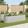 vidaXL Lit surélevé de jardin 320x80x81 cm Acier galvanisé Argenté