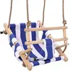 vidaXL Balançoire pour bébé avec ceinture de sécurité Coton Bois Bleu
