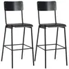 vidaXL Chaises de bar lot de 2 noir contreplaqué solide et acier