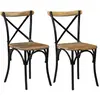 vidaXL Chaises à dossier croisé 2 pcs Noir Bois de manguier solide