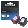 PrintAbout Cartouche compatible HP 302XL (X4D37AE) - Noir + 3 couleurs - Grande capacité - Multipack