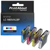 PrintAbout Cartouche compatible Brother LC-980VALBP - 4 couleurs - Multipack