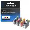 PrintAbout Cartouche compatible Canon PGI-5BK 4-kleuren - 4 couleurs - Multipack