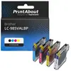 PrintAbout Cartouche compatible Brother LC-985VALBP - 4 couleurs - Multipack
