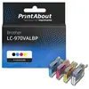 PrintAbout Cartouche compatible Brother LC-970VALBP - 4 couleurs - Multipack