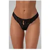 Christine String en Dentelle avec Entrejambe Ouvert Marzia - Noir