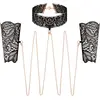 Rosy Gold - Menottes en Dentelle et Collier - Noir