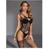 CHRISTINE Catsuit avec design porte-jarretelles - Noir