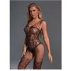 Christine Crotchless Glamour Bodystocking - Noir