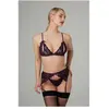 Christine Ensemble soutien-gorge ouvert 3 pièces Axelle- violet