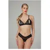 Christine Ensemble soutien-gorge en perles et dentelle Mea - Noir
