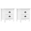vidaXL Tables de chevet Hill 2 pcs Blanc 46x35x49,5 cm Bois pin solide