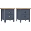 vidaXL Tables de chevet Hill 2 pcs Gris 46x35x49,5 cm Bois de pin