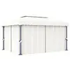 vidaXL Tonnelle avec rideau 4x3 m Blanc crème Aluminium