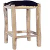vidaXL Tabouret de bar Cuir de chèvre véritable et bois de teck massif