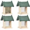 vidaXL Mangeoires à oiseaux 4 pcs Bois de sapin