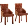 vidaXL Chaises à manger lot de 2 marron cuir de chèvre véritable