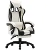 vidaXL Fauteuil de jeux vidéo et repose-pied Noir et blanc Similicuir
