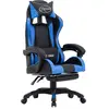 vidaXL Fauteuil de jeux vidéo avec repose-pied Bleu et noir Similicuir