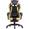 vidaXL Fauteuil de jeux vidéo avec repose-pied Doré et noir Similicuir