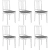vidaXL Chaises à manger avec coussins lot de 6 blanc bois solide