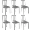 vidaXL Chaises à manger avec coussins lot de 6 gris bois solide