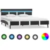 Lit double,Cadre de lit avec led Gris Similicuir 140 x 200 cm Vidaxl