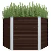 vidaXL Lit surélevé de jardin Marron 129x129x77 cm Acier galvanisé